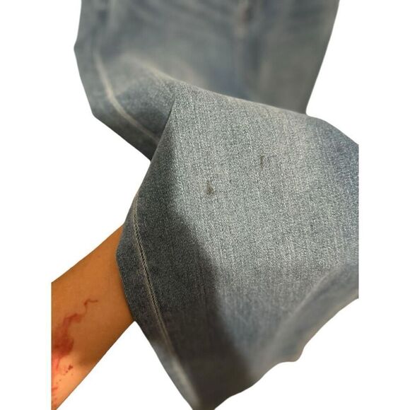 American Eagle Light Wash Wide Leg Jeans Size 10 Y2K NWT Cinched Ruffle Waist - Picture 9 of 15